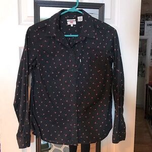 Levi's Women's Floral Rose Button Down Collared Shirt Black Size Small